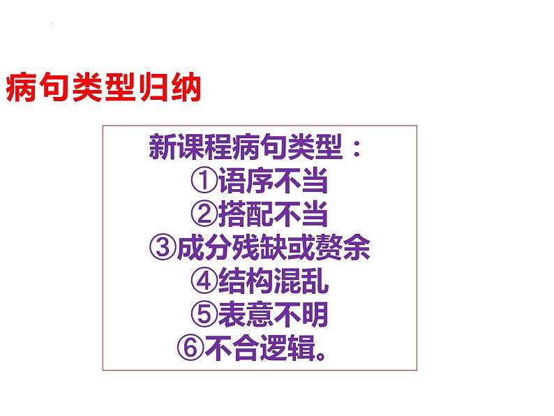 2023届高考专题复习：病句类型归纳  课件第1页