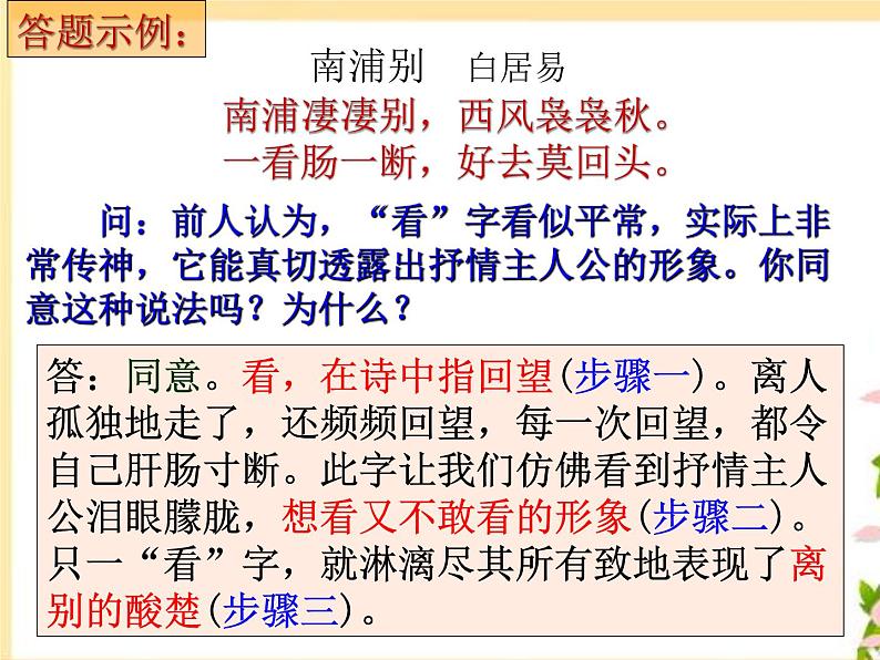 2023届高考专题复习：诗歌鉴赏之鉴赏诗歌的语言 课件06