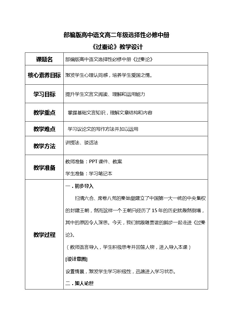 部编版高中语文选择性必修中册《过秦论》课件PPT+教学设计+同步练习01