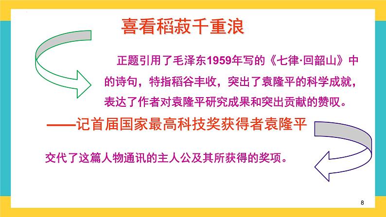 统编版高中语文必修上册4.1《喜看稻菽千重浪》课件第8页