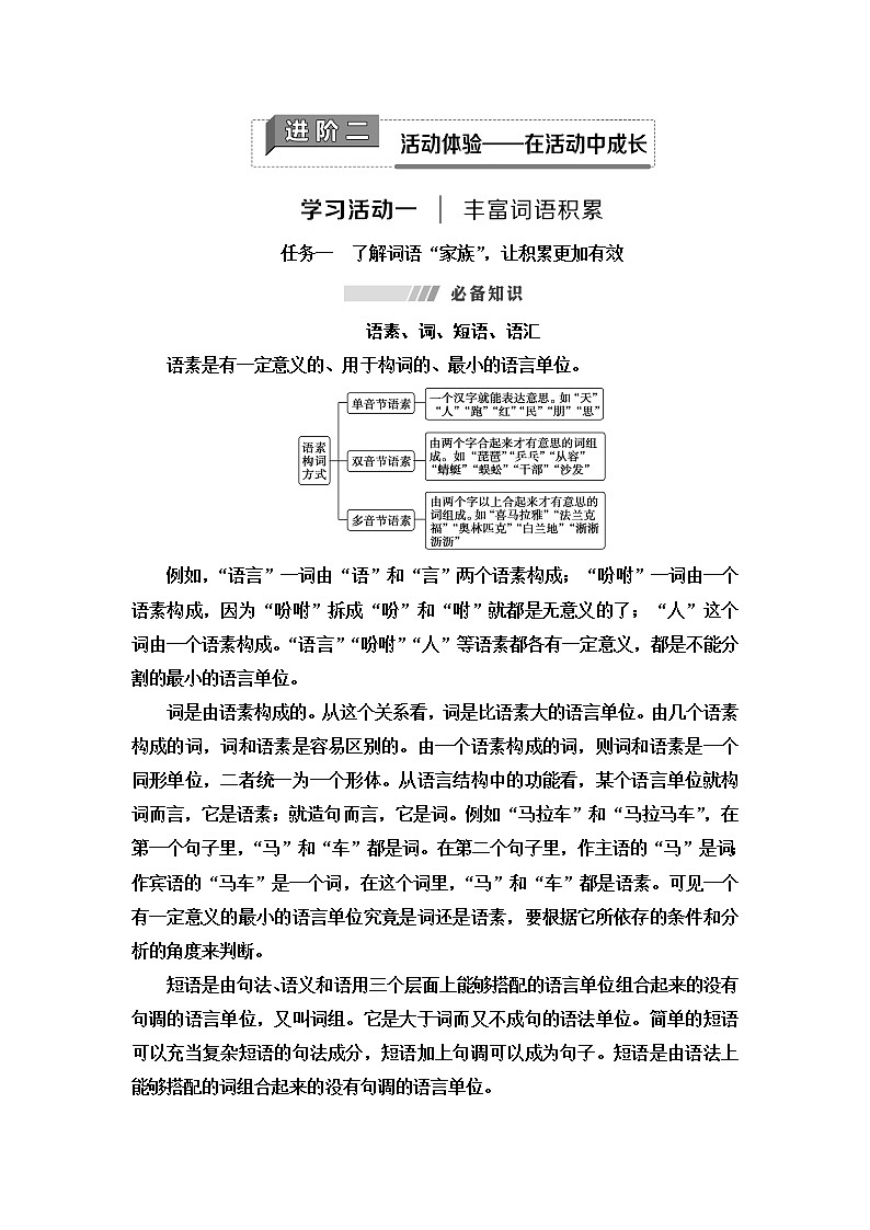 人教统编版高中语文必修上册第8单元进阶2学习活动1丰富词语积累课件+学案01