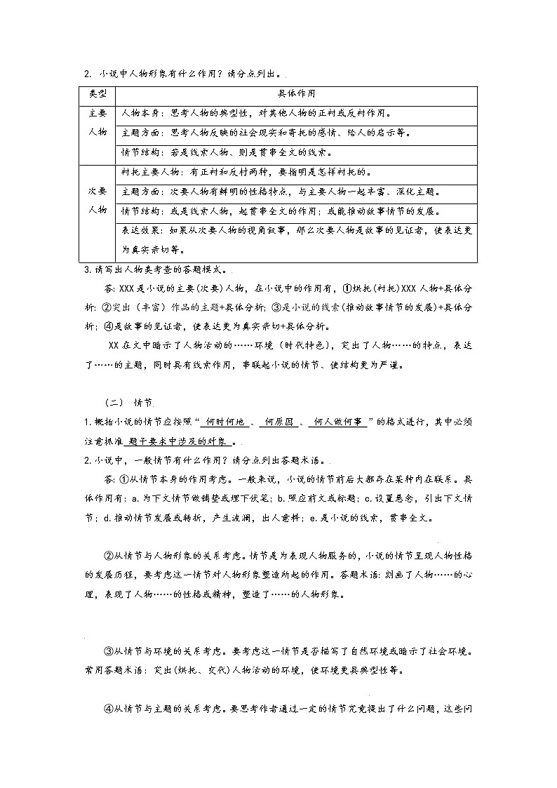 【备战2023高考】语文考点全复习——考点29《小说阅读第一课》（含解析）（新高考专用）第2页
