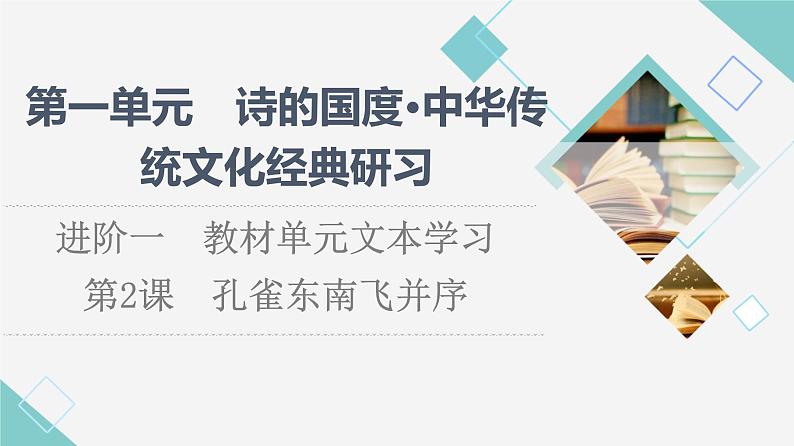 人教统编版高中语文选择性必修下册第1单元进阶1第2课孔雀东南飞并序课件第1页