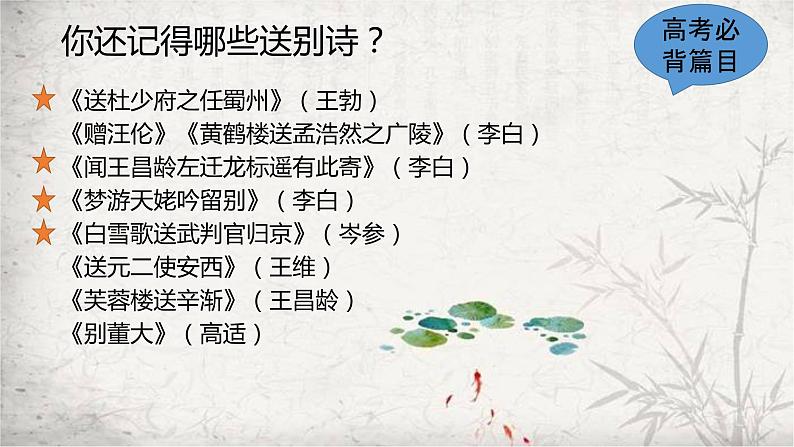 2023届高考语文专项复习古代诗歌鉴赏题材篇之送别诗 课件第6页