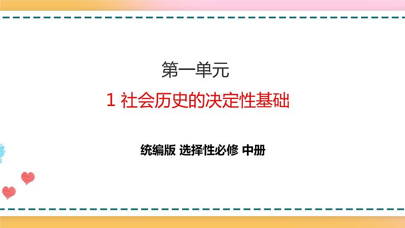 2.2.1.1.1.1统编版（2019）选择性必修中册第1单元第1课第1篇社会历史的决定性基础第1课时【课件】第1页