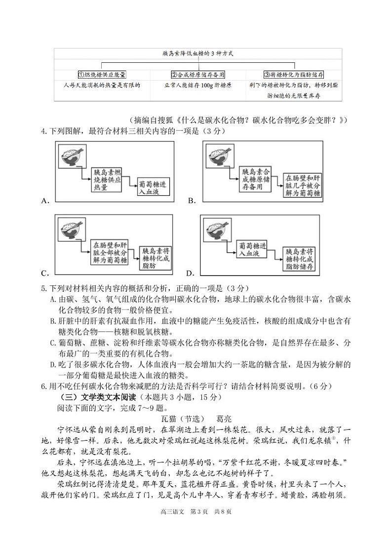 安徽省合肥市第一中学2022-2023学年高三上学期11月月考语文试题03