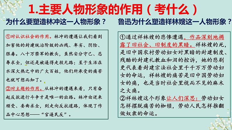 2023届高考语文复习：分析人物形象（或物象）的作用 课件04