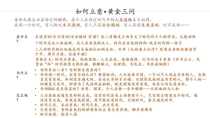 北京卷论生逢其时作文讲评课件05