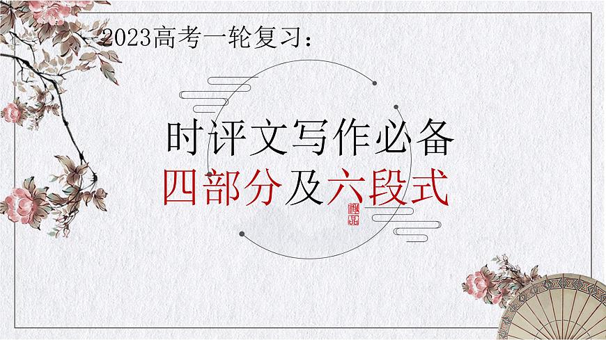 2023届高考一轮复习：时评文写作四部分及六段式 课件第1页