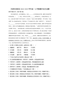 天津市河西区2022-2023学年高一语文上学期期中考试试题（Word版附答案）