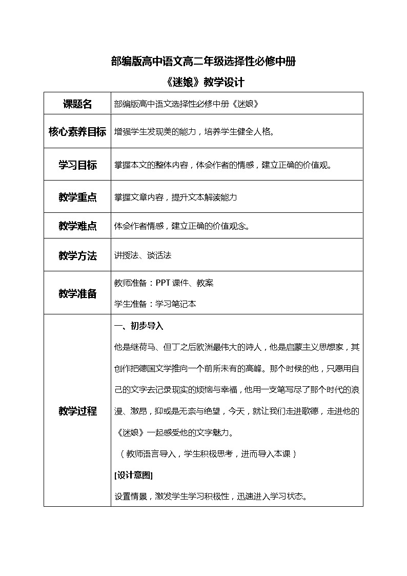 部编版高中语文选择性必修中册《迷娘》课件PPT+教学设计+同步练习01