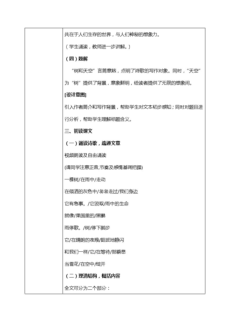 部编版高中语文选择性必修中册《树和天空》教学设计第3页