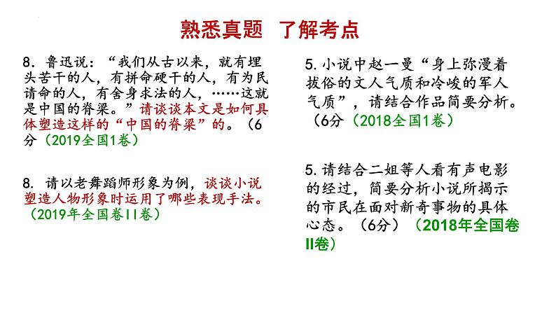 2023届高考语文复习小说专题——概括人物形象特点 课件第3页