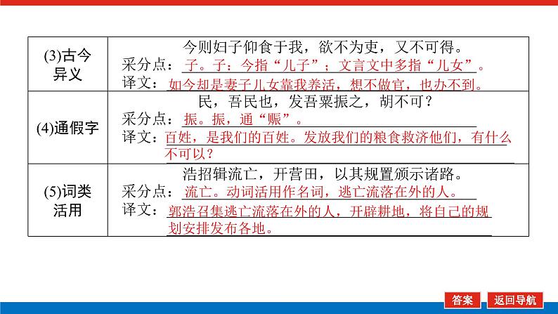 2023高考语文(统考版)二轮复习课件 专题三 学案三 题型四 文言语句翻译08