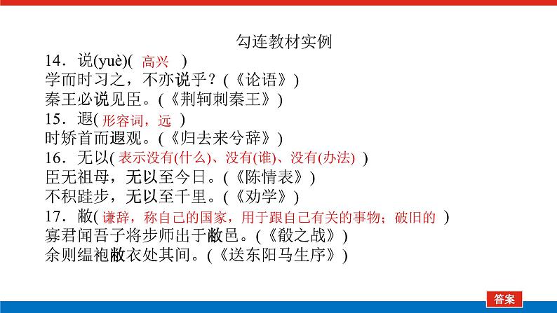 2023年高中语文全复习（新教材）专题三 学案二 基础落实一 教材必备知识回顾——试题在课外，答案课内找课件PPT08