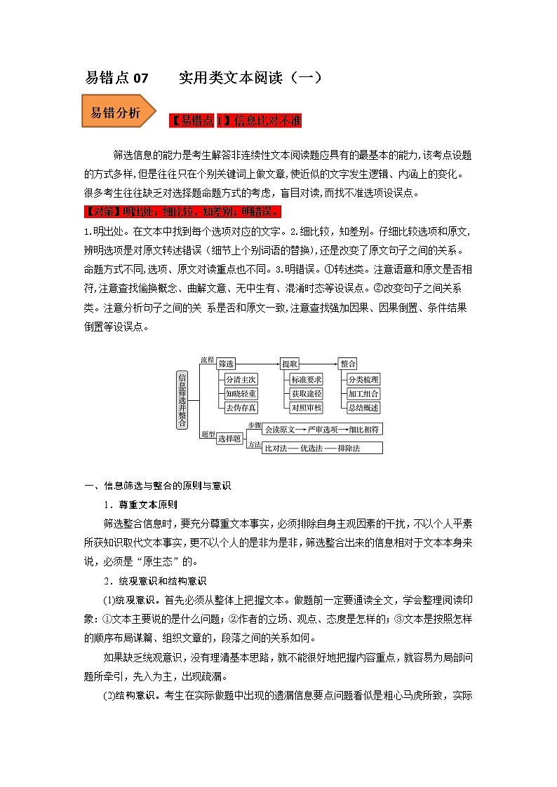 2023年高考语文二轮复习易错点易错题精选07实用类文本阅读（一）（Word版附解析）01
