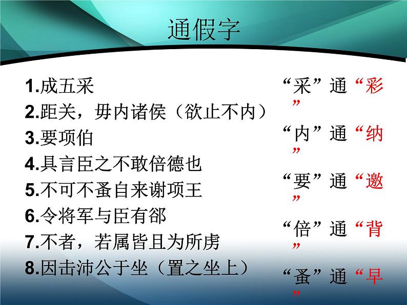 2021-2022学年统编版高中语文必修下册3《鸿门宴》复习课件第2页