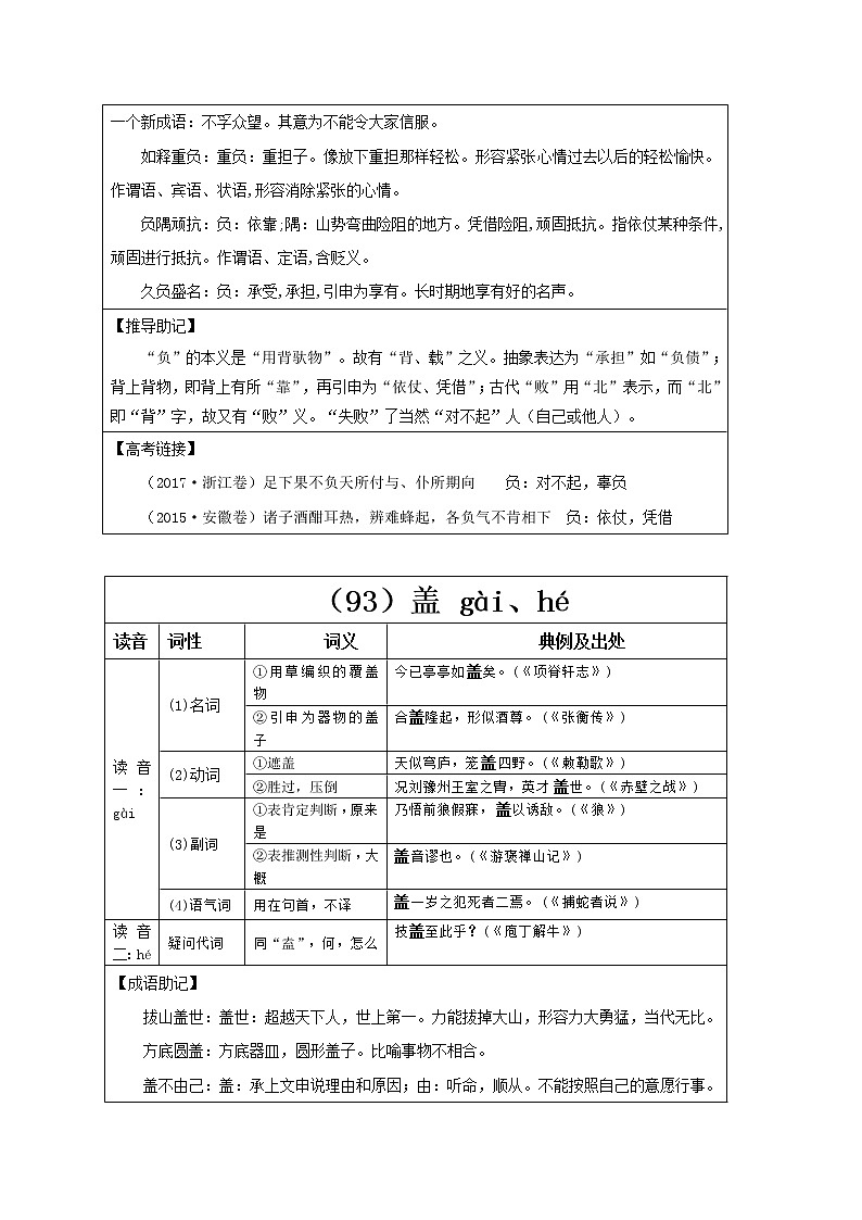 【2023一轮复习】统编教材文言实词盘点（记与练）31：复、负、盖第3页