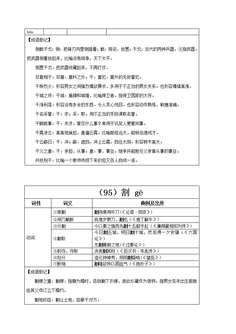 【2023一轮复习】统编教材文言实词盘点（记与练）32：干、割、工第2页