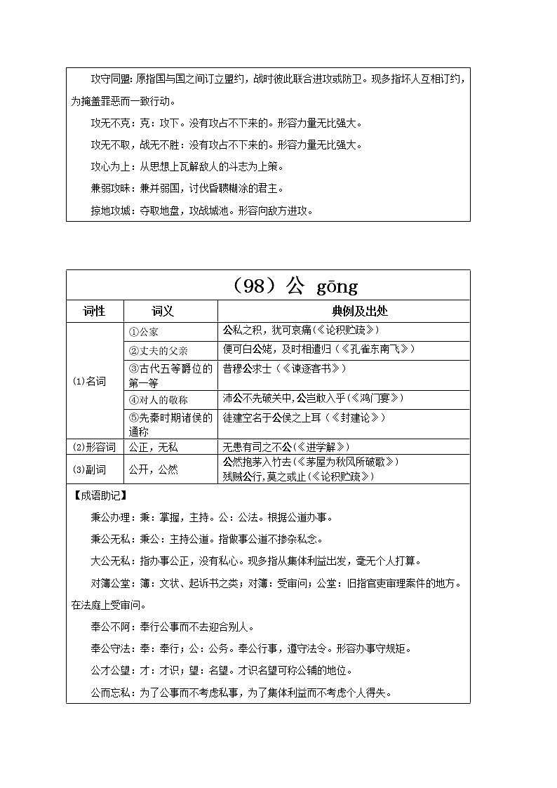 【2023一轮复习】统编教材文言实词盘点（记与练）33：攻、公、躬第2页