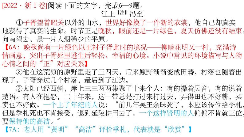 2023届高考专题复习：文学类文本阅读之2022年真题分析  课件第8页