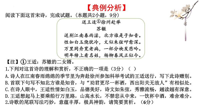 2023届高考语文复习-送别怀人诗鉴赏 课件第7页