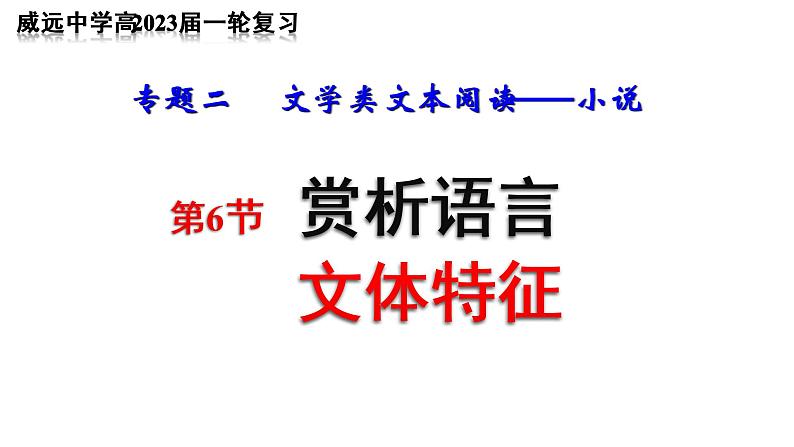 2023年高考一轮复习《小说文体特征和语言》PPT第1页