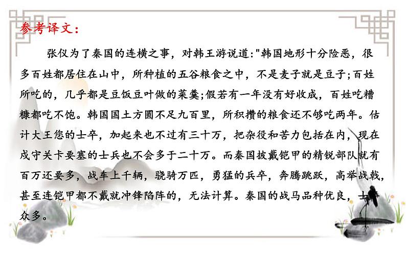 2022-2023学年山东省潍坊11月高三上学期期中语文考试文言文《战国策 韩策》精耕细作课件PPT第6页