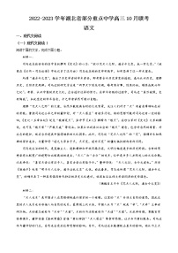 2022-2023学年湖北省部分重点中学高三10月联考语文试题含解析