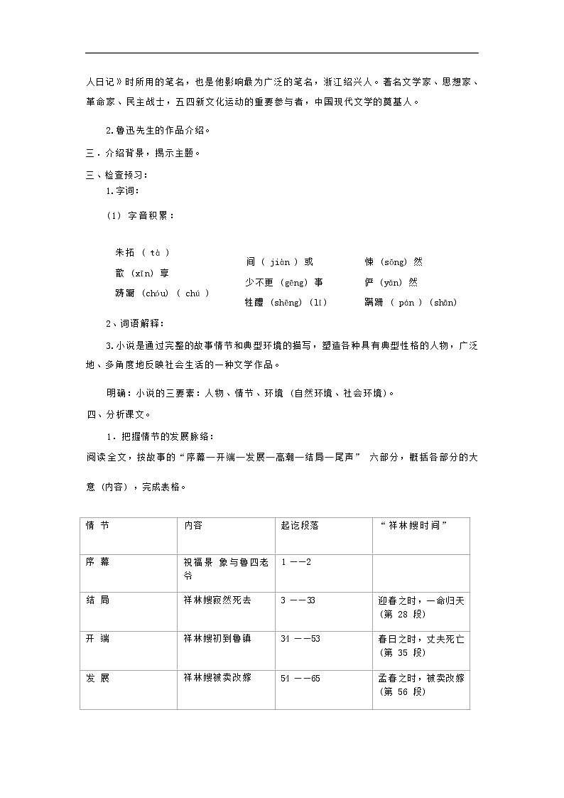 人教语文必修一下册 祝福 鲁迅 课件+教案（多课时）03