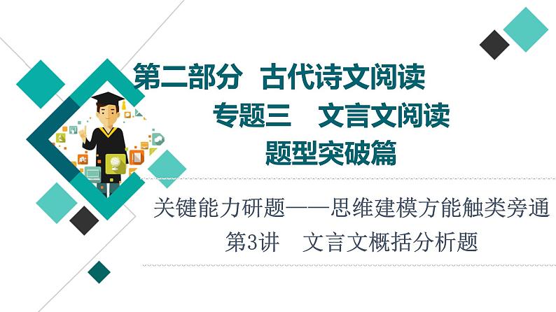 2022版高考语文一轮复习 第2部分 专题3 题型突破篇 第3讲 文言文概括分析题课件PPT第1页