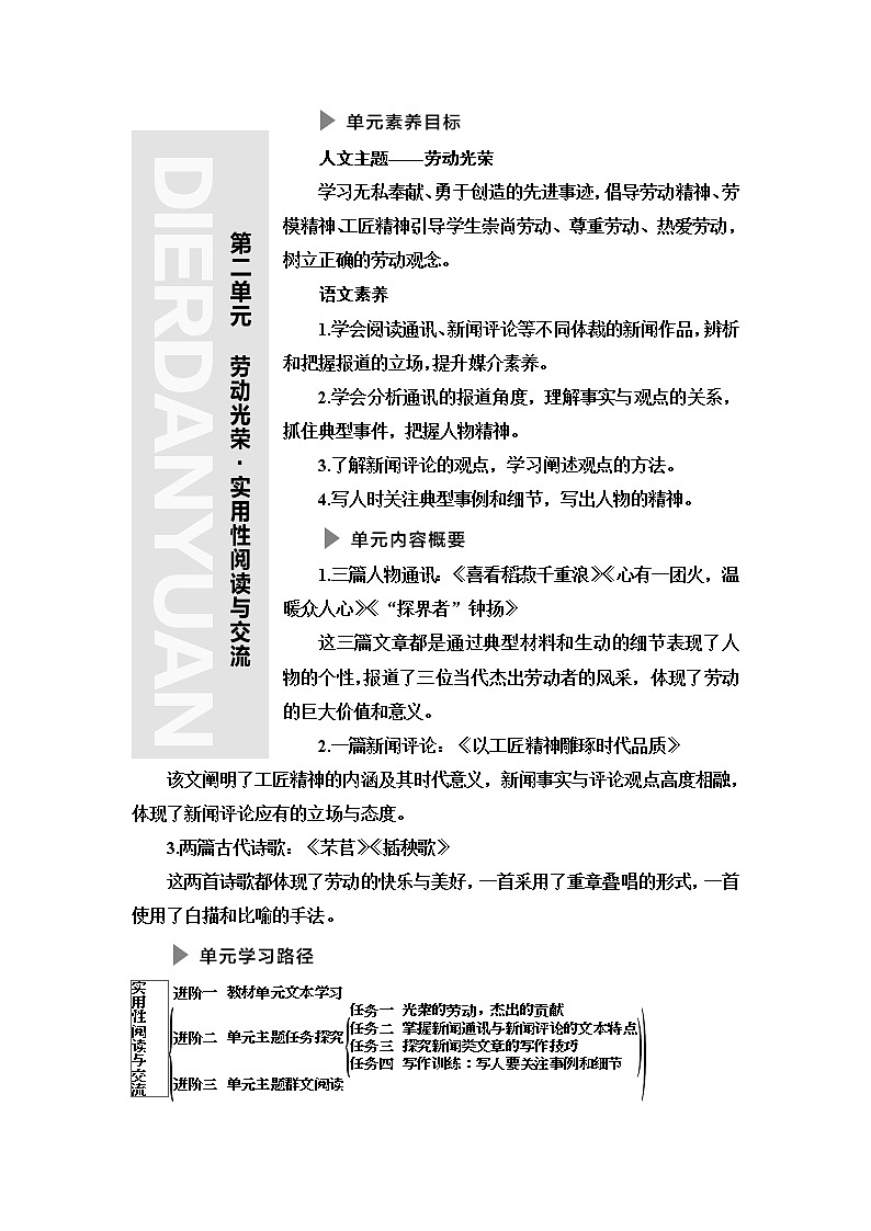 人教统编版高中语文必修上册第2单元 劳动光荣•实用性阅读与交流课件+学案01