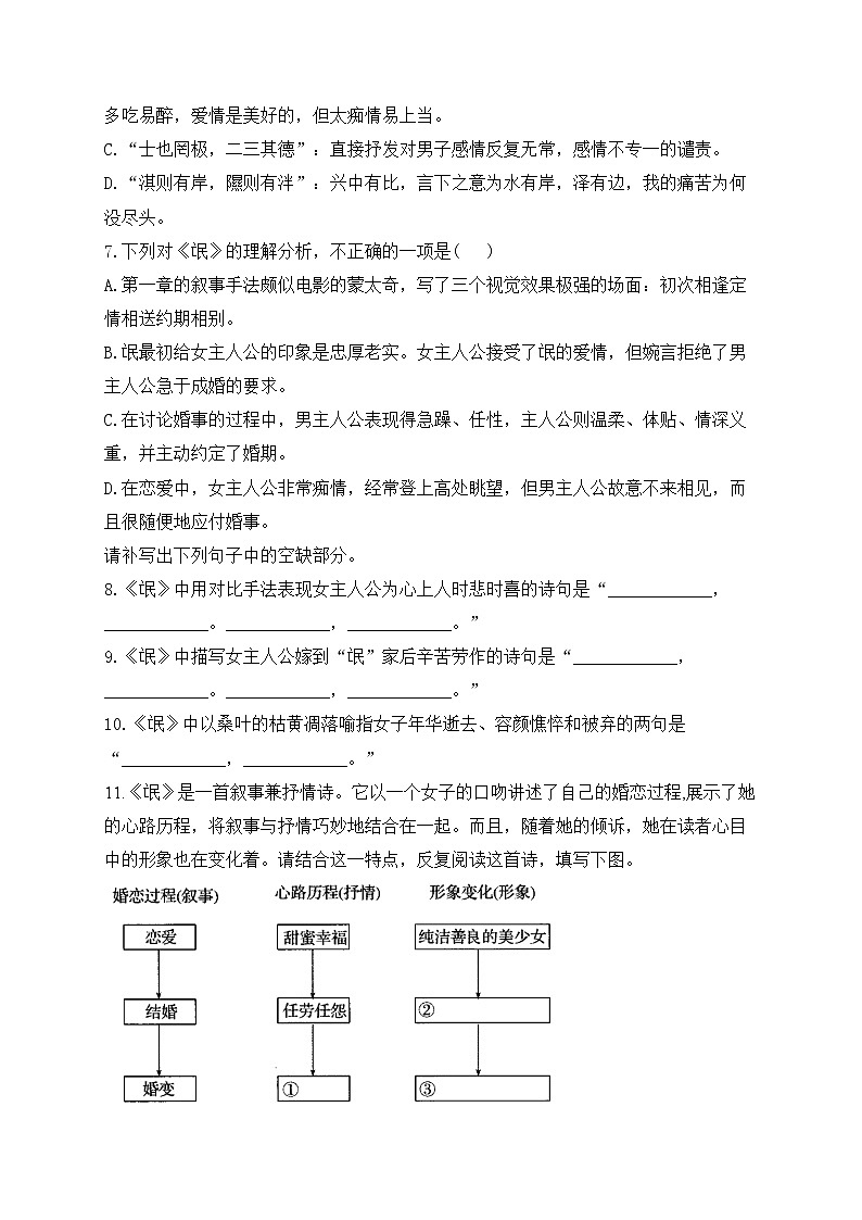 1.1《氓》同步课时训练 2022-2023学年统编版高中语文选择性必修下册第2页