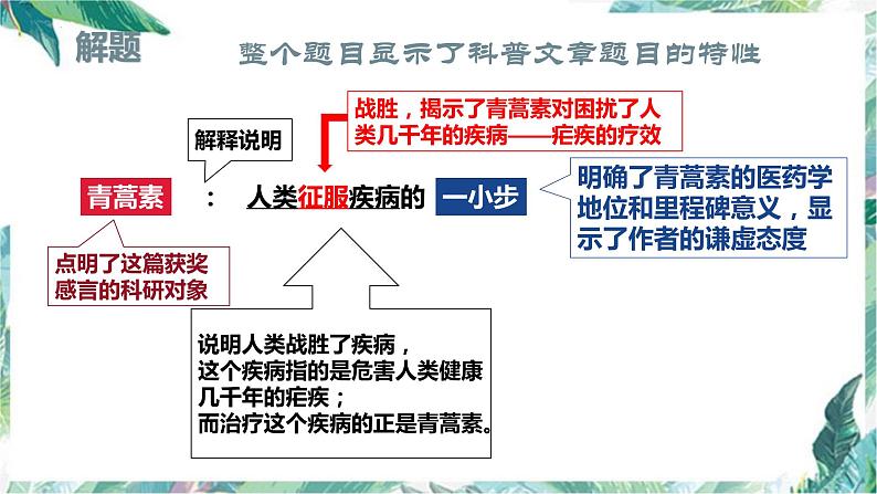 2021-2022学年部编版高中语文必修下册7.1《青蒿素：人类征服疾病的一小步》课件1第8页