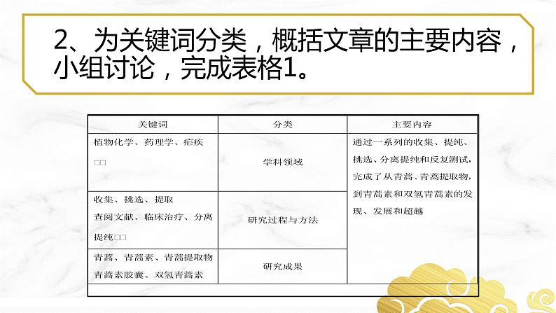 2021-2022学年部编版高中语文必修下册7.1《青蒿素：人类征服疾病的一小步》课件第8页