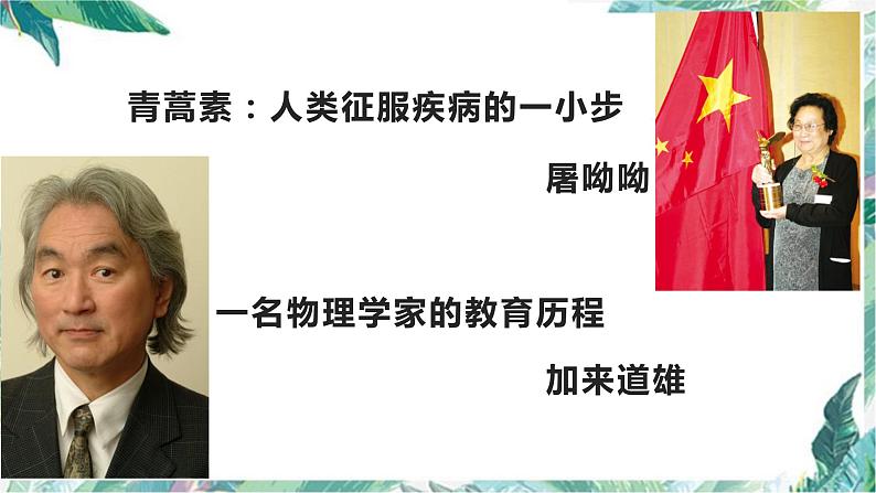 2021-2022学年部编版高中语文必修下册7.《青蒿素：人类征服疾病的一小步》《一名物理学家的教育历程》群文阅读课件第8页