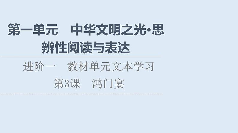 2021-2022学年部编版语文必修下册课件：第1单元　进阶1 第3课　鸿门宴 课件第1页