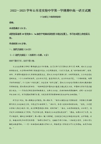 2022-2023学年山东省济南市山东省实验中学高一上学期期中语文试题含解析