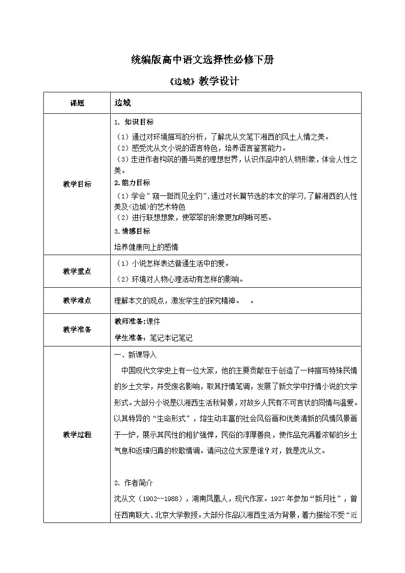 1.5.2《边城》课件+练习+教案01