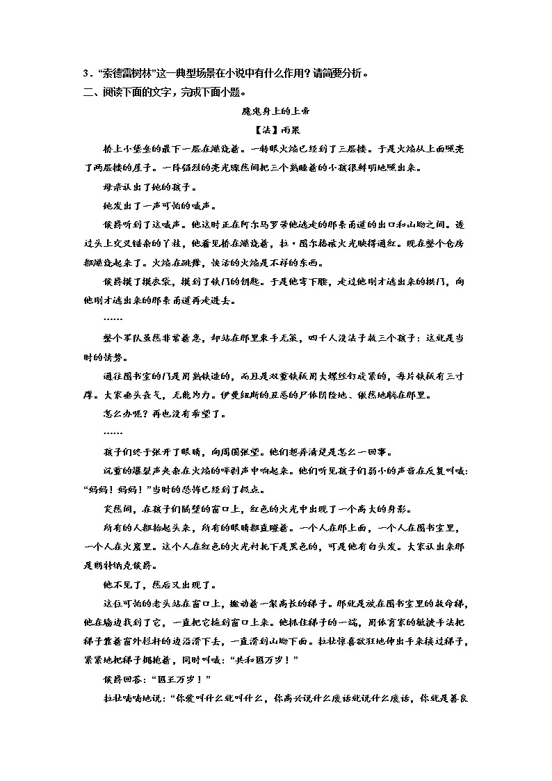 2023届高三语文复习：小说专题训练-雨果小说第3页