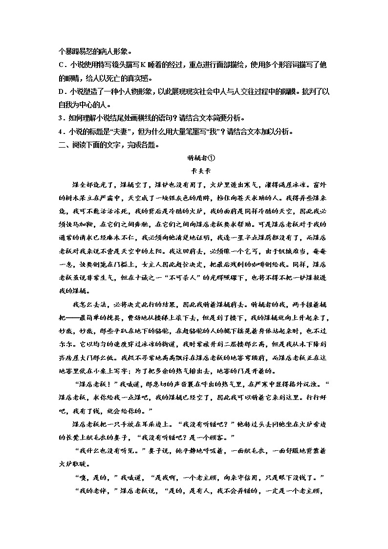 2023届高三专题复习：小说专题训练卡夫卡小说第3页