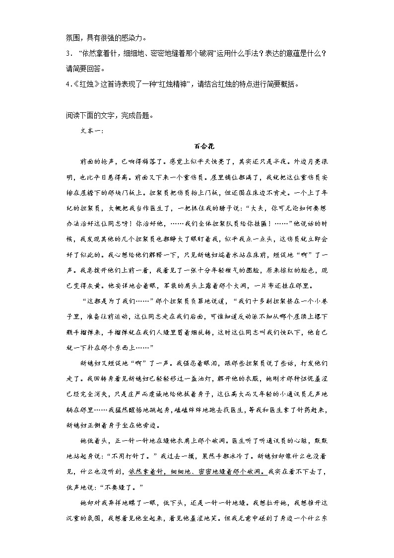 2.2《红烛》测试卷  2022-2023学年统编版高中语文必修上册第3页