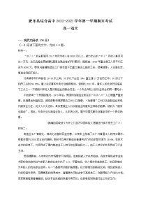 安徽省合肥市肥东县综合高中2022-2023学年高一上学期期末考试语文试题