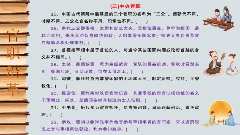 高考语文复习--  中国古代文化常识判断题六大类148道（课件）06