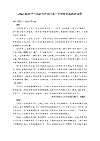 2022-2023学年北京市大兴区高一上学期期末语文试卷（含答案解析）