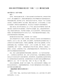 2022-2023学年黑龙江省大庆一中高一（上）期末语文试卷（含答案解析）