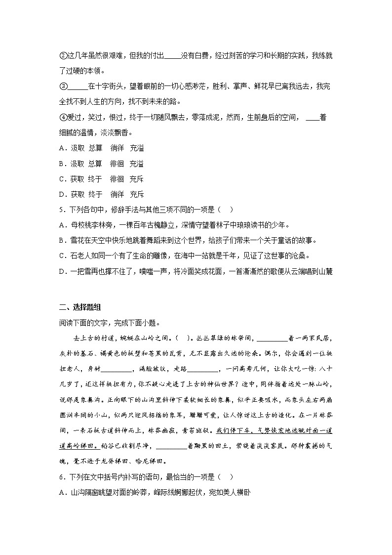 13.4树和天空同步练习统编版语文必修性必修中册02