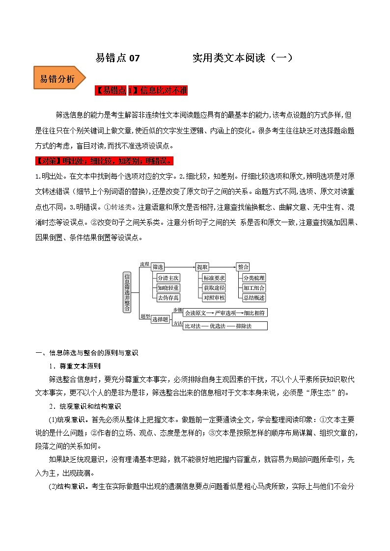 【备考2023】高考语文易错题汇编（全国通用）——易错点07  实用类文本阅读（一）（原卷版）第1页