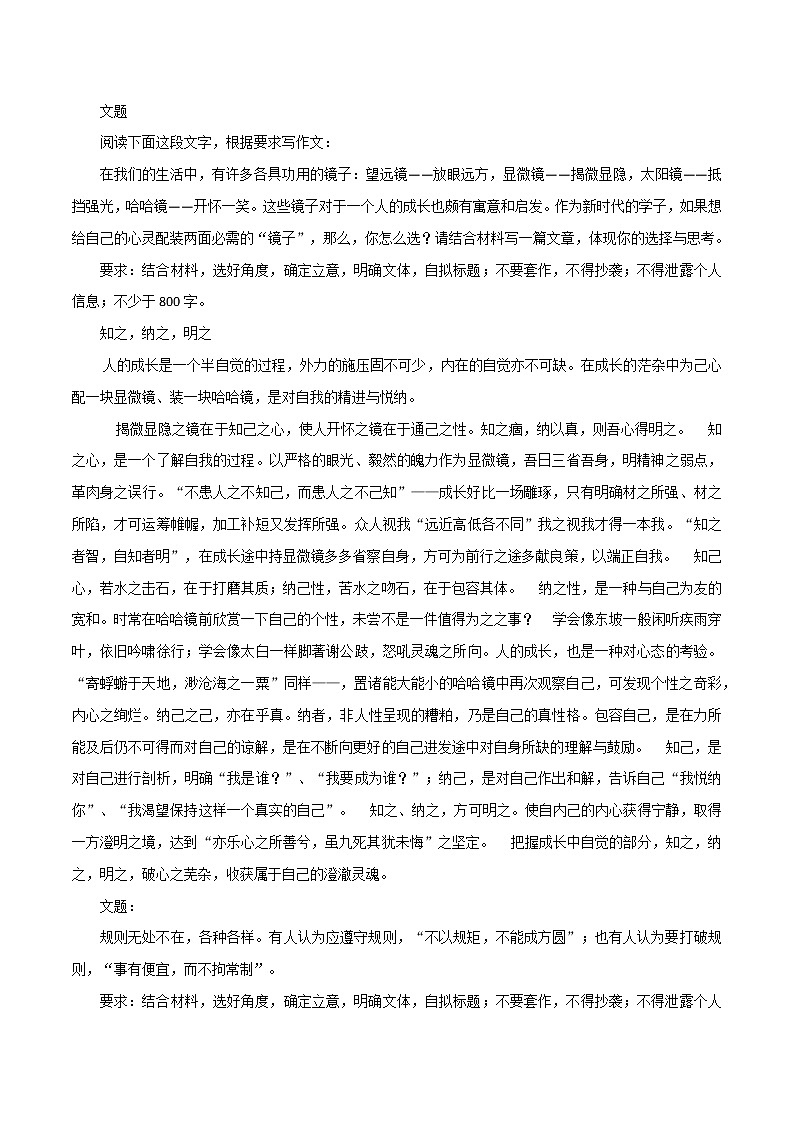 专题16  间隔与连接之思、规则，需要打破、生活的意义-高考语文作文冲满分必背标杆范文第2页