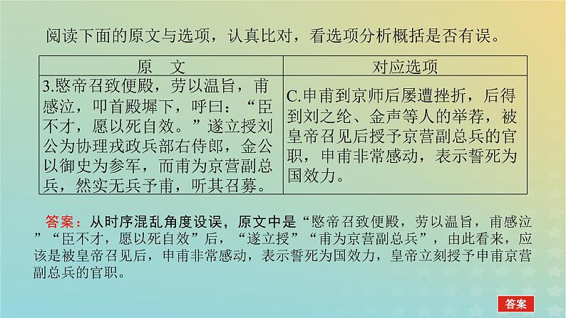 2023新教材高考语文二轮专题复习专题二古诗文阅读第一部分文言文阅读第4讲文言文的信息概括选择题课件第7页